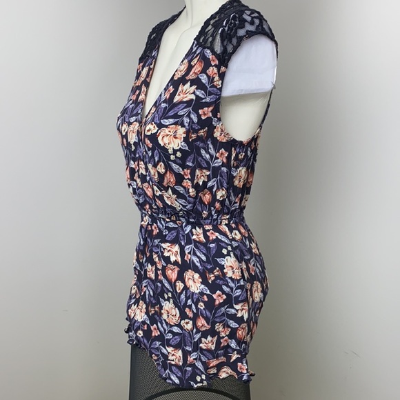 F21 Purple Multi-Floral Print Mini Romper Sz S - Picture 9 of 16